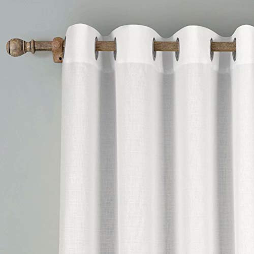 Mvchennl Rich Natural Linen Blend Curtains Soft Grommet 2 Panels Light Reducing Thick Drapes For Living Room/Bedroom/Office/Dining Room Window Treatment, White, 55" Wx102 L #TOP2