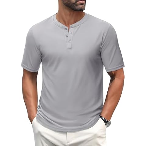 MAGCOMSEN Men's Henley Shirt Cover