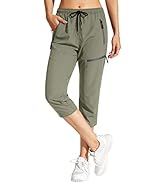 MOCOLY Women's Cargo Hiking Pants Elastic Waist Quick Dry Lightweight Outdoor Water Resistant UPF...