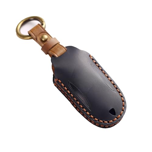 Hontumax Premium Leather Key Fob Cover for Tesla Model X (2016-2024) Smart Key Fob Case Holder Protector Accessories (Black)