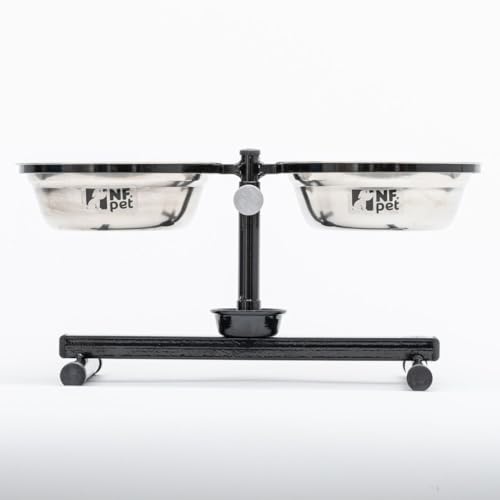 Comedouro Bebedouro Duplo Elevado Ergonômico Antiformiga Inox 1,8l Cães Cachorro Água Ração