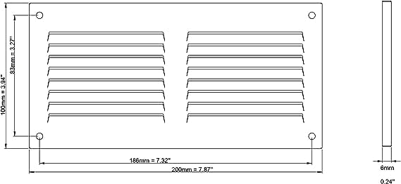 Steinberg14 Stainless Steel 200x100 mm / 8x4 inch Ventilation Grille Metal Exhaust Air Grille Ventilation with Insect Screen - Image 2