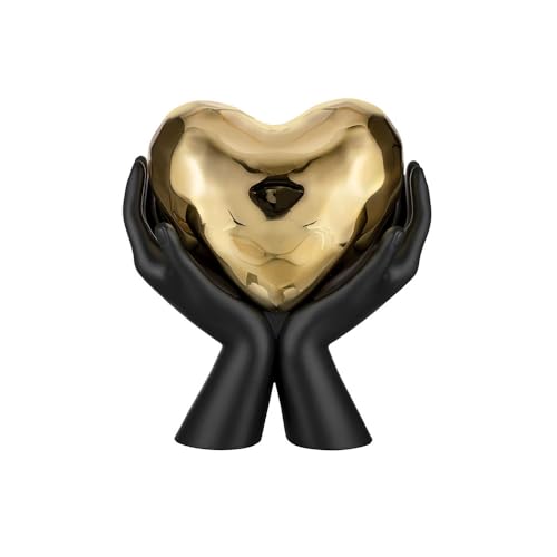 Bongelli Preziosi Scultura Mani Con Cuore 12X13Cm Nero E Oro Marmorino