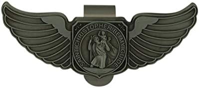 Needzo Silver Tone Saint Christopher Angel Wings Visor Clip, 3 1/4 Inch image 3