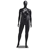 Generisch Schaufensterpuppe, 185 cm (73 Zoll) große, kurvige Damen-Ganzkörperpuppe mit abnehmbaren Kleiderbügeln, realistisches Bekleidungspräsentationsmodell für Nähgeschäfte – Farbe: Schwarz