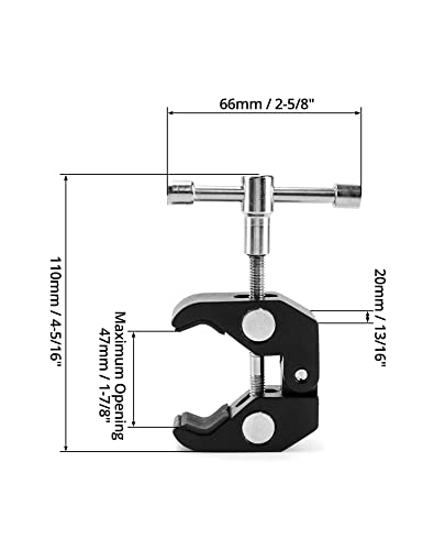 Image of QWORK Super Clamp for Photography, 4 Pack, 1 /4'' and 3 /8'' Thread Clip for Camera Monitor, Light Stand, Rods, LED Lights