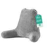 Sasttie 25-inch Reading Pillows for Sitting in Bed Adult, Jumbo Velvet Back Pillow Bed Sitting Up, XL High Back-Rest Support Cushion for Sit Up on Couch & Floor, Oeko-Tex Certified, Dark Grey