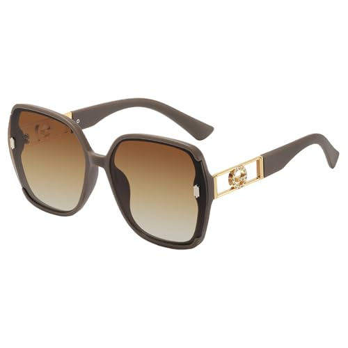 Lunettes de soleil carrées surdimensionnées vintage, protection UV400, tendance, pour le quotidien, les sports de plein air, lunettes de soleil rectangulaires pour femmes et hommes, café, Refer to