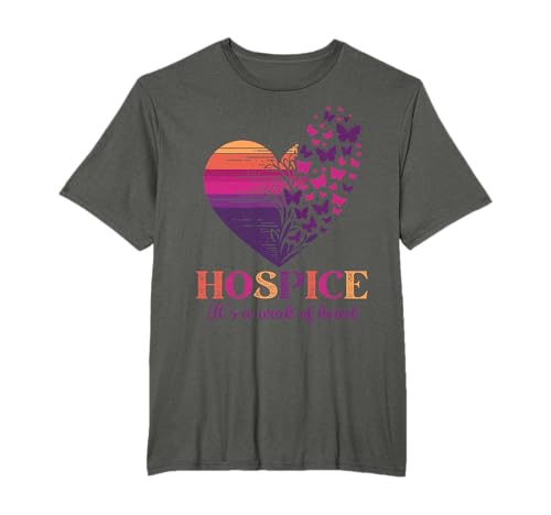 Hospice It's A Work Of Heart Butterfly Heart Hospice Squad T-Shirt