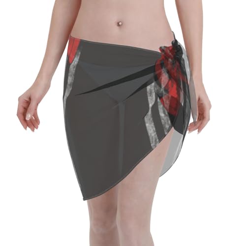 Vestido de playa elegante con estampado de bandera de hacha de bombero, vestido de traje de baño, perfecto para piscina y complejo turístico, Negro, talla única