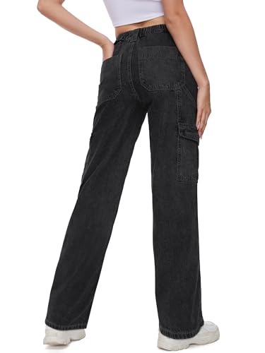 Image of Tapata Women's 26 inch /28 inch /30 inch /32 inch /34 inch Cargo Jeans Straight Leg Short Petite Regular Tall Denim Relaxed Y2K Pants