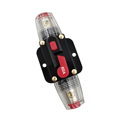 FALVFUN 60 Amp Car Circuit Breaker 12V-24V Manual Reset Vehicle Inline Fuse Inverter Waterproof Automotive Power System Protection Accessories Universal for Trolling Motors ATV