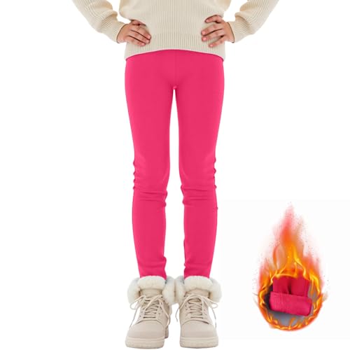 Girls Fleece Lined Leggings Winter Pants Thermal Footless Tights Hot Pink - image 4