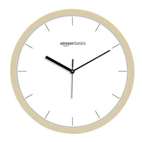 Image of Amazon Basics Modern Analog Wall Clock | Brass Finish | Durable & Lightweight Construction | 30 cm x 30 cm (Gold Tone)