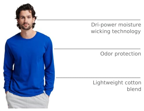 Image of Russell Athletic Men's Dri-Power Long Sleeve Tees, Moisture Wicking, Odor Protection, UPF 30+
