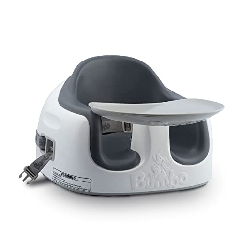 Trona Portátil Multiusos con Bandeja Extraíble - 6 a 36 meses - Asiento de Suelo y Elevador de 2 alturas - Ajustable - Ligera y Portátil - Gris Oscuro - Bumbo