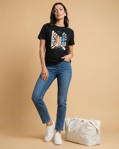 Image of Nobero Women's Graphic Printed T-Shirt | Regular Fit 180 GSM Cotton Tee for Women | Comfortable Round Neck Casual Wear