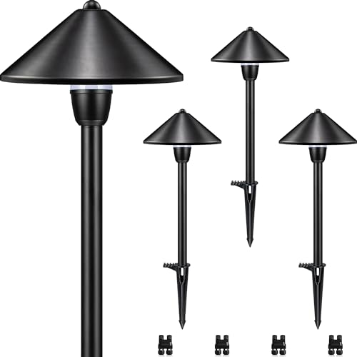 SUNVIE LED Low Voltage Pathway Lights 3W 3000K Pathway Lighting 12-24V Low Voltage Landscape Lights IP65 Waterproof Aluminum Landscape Path Lights for Yard Garden Walkway ETL Listed Cord, 4 Pack