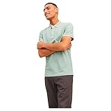 JACK & JONES Camisa Polo Ajustada Hombre JJEPAULOS Lisa Verano Manga Corta Algodón Piqué Talla Grande., Color:Verde, Size:5XL