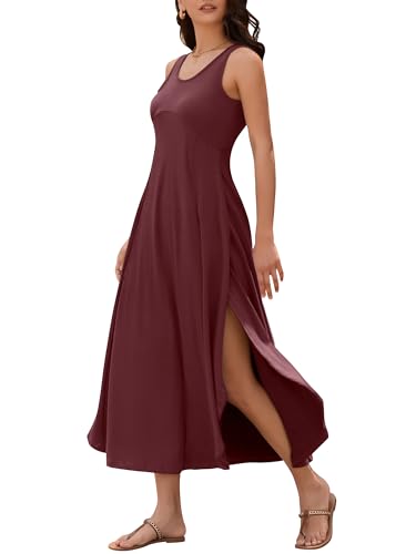 Image of ZAFUL U Neck Backless Split Flowy Maxi Casual Tank Dress