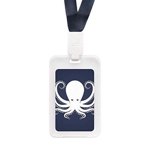 Étui de protection transparent pour carte d'identité Octopus motif marin noir et blanc