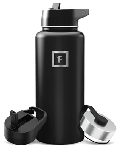 IRON °FLASK Camping & Hiking Hydration Flask with Straw, Wide Mouth Insulated Stainless Steel...