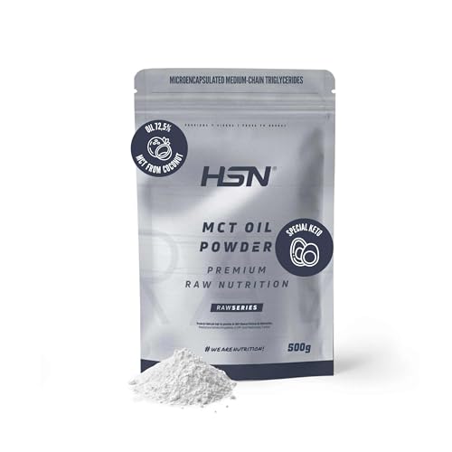 HSN Aceite MCT de Coco en Polvo | 500g = 50 Servicios | No Incluye Dosificador | Triglicéridos de Cadena Media Microencapsulados | Especial Keto | Vegano, Sin Azúcares ni Gluten