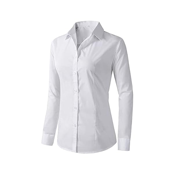 Women's Formal Work Wear White Simple Shirt (225 White, S)