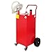 Migoda 35 Gallon Fuel Caddy, Portable Fuel Transfer Storage Tank With Wheels & Hand Siphon Pump, Gasoline Diesel Fuel Container for Car, Boats, Motorcycle, Red