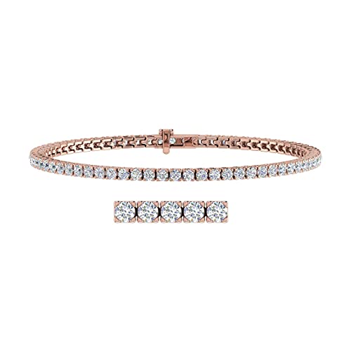 Image of 2 to 7 Carat Natural Diamond Tennis Bracelet for Women in 14K Gold (7 Inch) - IGI Certified (I1-I2 Clarity)