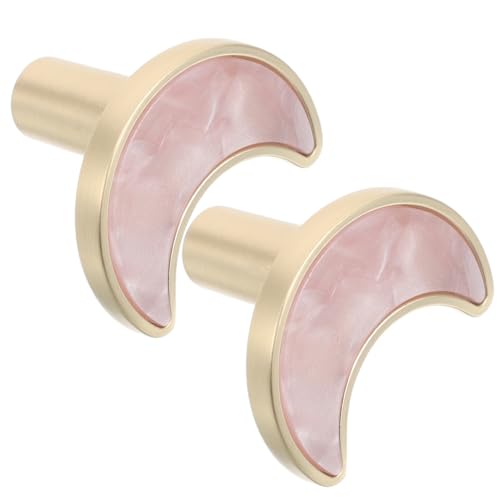 Lurrose Tiradores Metálicos para Armarios y Cajones Forma de Luna Aleación de Zinc Diseño Moderno Color Rosa Tamaño Pequeño Juego de 2 Unidades para Muebles de Cocina y Habitaciones