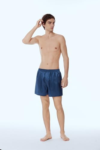 Men's Satin Boxers Pack Silky Boxer Shorts for Men, Silk Feeling Men's Underwear with Button Fly Pajamas Sleep Shorts3