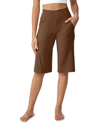 Image of G4Free Capri Pants for Women 14 inch Knee Length Wide Leg Yoga Capris Dressy Casual Summer Crop Pants with Pockets