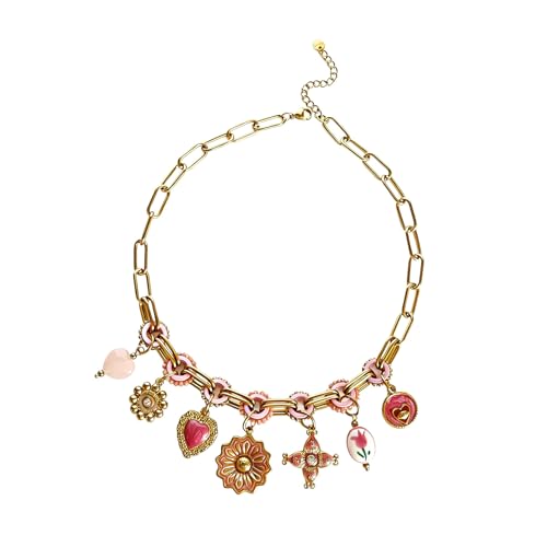 Joyería para mujer con colgante de corazón esmaltado de acabado artesanal