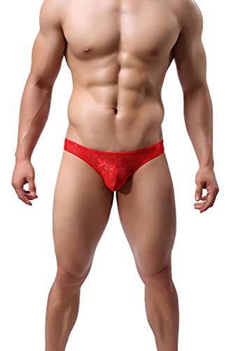 eywlwaar Mens Lace Thong Underwear Sexy Low Rise Bulge Pouch Panties4