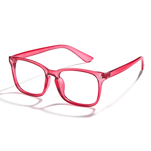 Image of Cyxus Computer Glasses Blue Light Blocking for Women Men Gaming Eyewear Reduce Eyestrain (8082T57,Rose red)