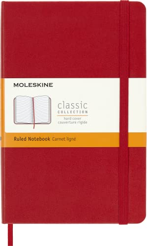 Moleskine Notebook, Medium, Ruled, Scarlet Red, Hard Cover (4.5 x 7)