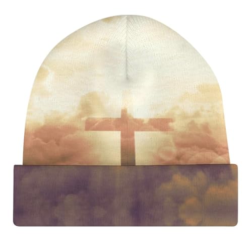 Christian Cross Jesus Kids Beanie Hat for for Girls Boys Children Cap Winter Knitted Chemo Cancer Headwear Accessories Gifts Decoration Black4