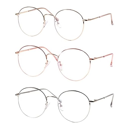 bwszrosa 3-pack Gafas para Ordenador Anti luz Azul - Gafas con Filtro de luz Azul Armazón metal Anti Fatiga por Deslumbramiento para Hombre y Mujer