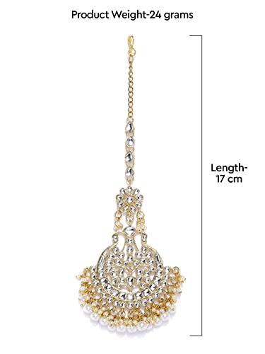 Zaveri Pearls Traditional Gold Tone Kundan Maangtikka for Women-ZPFK8779 - Image 7