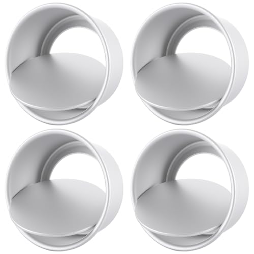 4 Pack 6 Inch Cake Tin, Non-Stick Round Cake Pan with Removable Bottom, Deep Aluminum Cake Baking Pan Cake Mould Tin for Wedding/Birthday/Christmas Cake Baking