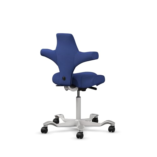 Image of HAG Capisco Sit to Stand Chair-Silver Frame-Upholstered Cobalt Blue