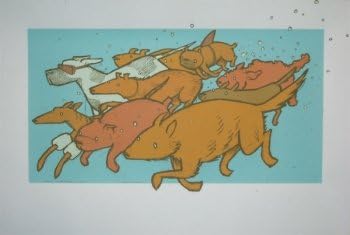 Dogs In School Art Print 2009 Limited Edition Silk Screen Print Art Print Jay Ryan Original Signed and Numbered 00s, Bird Machine Prints, Art Print, Completed Edition Kitchen & Home