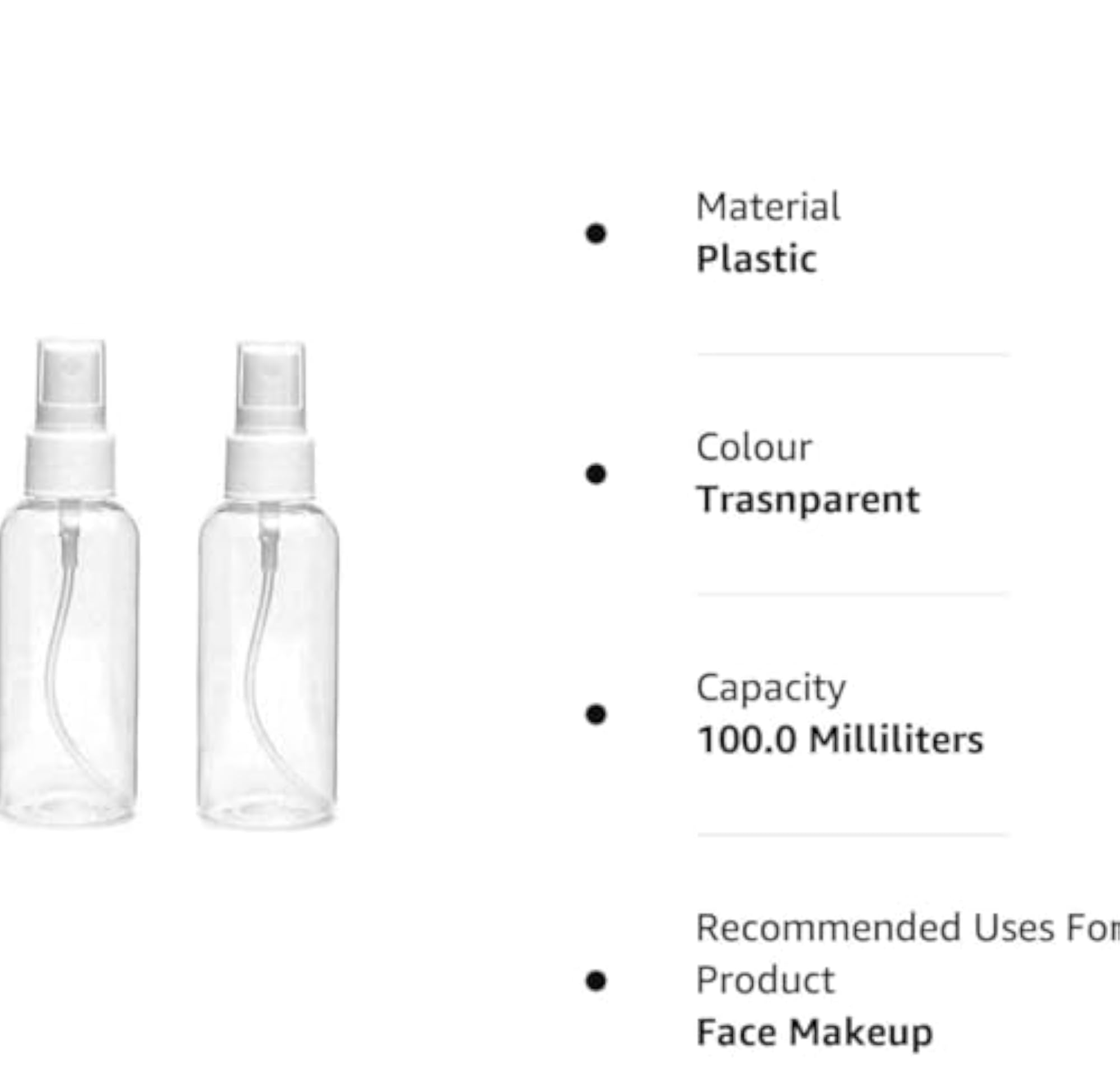 2Pcs 100ML Empty Refillable Fine Mist Sprayer Atomizer Spray Bottle