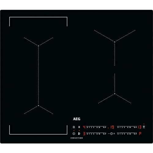 AEG IKX64441CB Placa de inducción, serie 6000, 4 zonas de cocción, 60 cm, función de puente, función Hob2Hood, temporizador de placa integrado, cerradura con llave, calor residual de 3 pasos, color