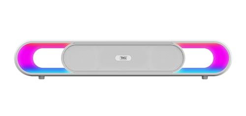 Image of TAG Kolors 16W Portable Wireless Bluetooth Speaker with Dynamic Stereo Sound | Customizable RGB LED Lights | TWS Feature | Supports Micro SD Cards, FM, USB | Comes with Inbuilt Mic (White)