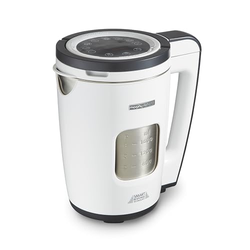 Morphy Richards 1.6L Total Control Soup Maker, Smart Response Technology, Portion Control, 9 Settings, Keep Warm Function, Cool Touch, Touchscreen Display, Stainless Steel Pan, White, 501020