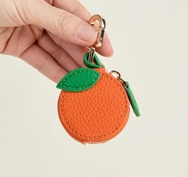 Cute Strawberry Leather Bag Charm Y2k Keychain with Zipper Preppy Purse Charm Cutecore Accessories Aesthetic Stuff Fruit Charm coin purse (Orange)3