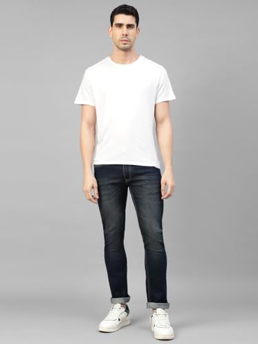 Image of Allen Cooper Slim Mid Rise Stretchable Denim Jeans for Men