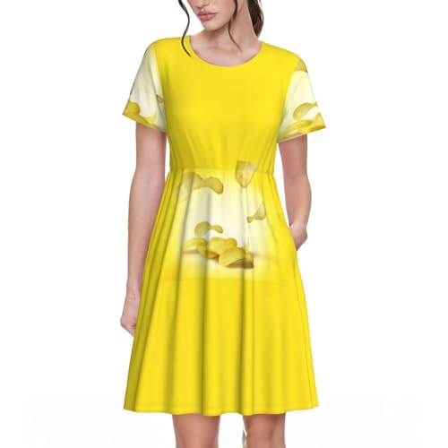 Robe d'été décontractée pour femme tenue légère et confortable à motif chips